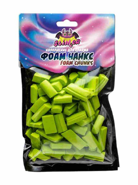 фото Наполнитель для слайма slimer фоам чанкс (foam chunkc) ярко-зеленый тм slimer sss30-13 фабрика игрушек