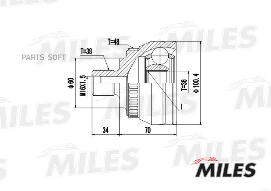 

Шрус ford galaxy/vw sharan i-ii 1.8t-2.8 99-10 нар. +abs