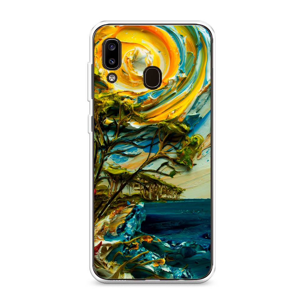 

Чехол на Samsung Galaxy A20 "Солнце живопись", Желтый;синий, 27650-4