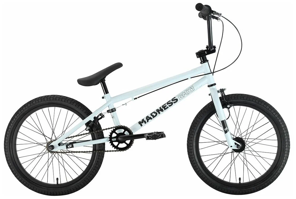 

Велосипед Stark Madness BMX 1 2022 9" серебристый/черный, Madness BMX 1