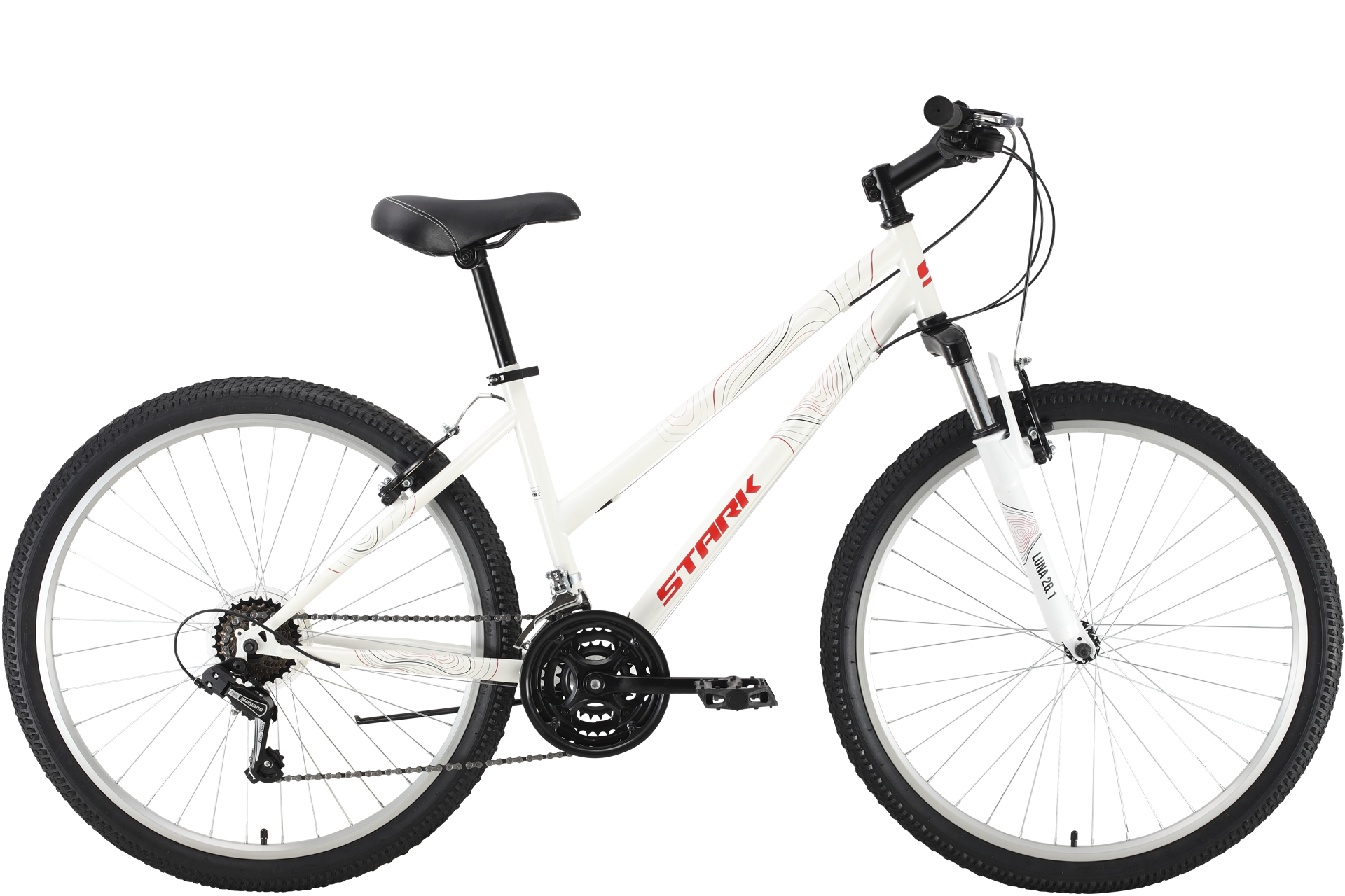 

Велосипед Stark Luna 26.1 V Steel 2022 18" белый/красный, Luna 26.1 V Steel
