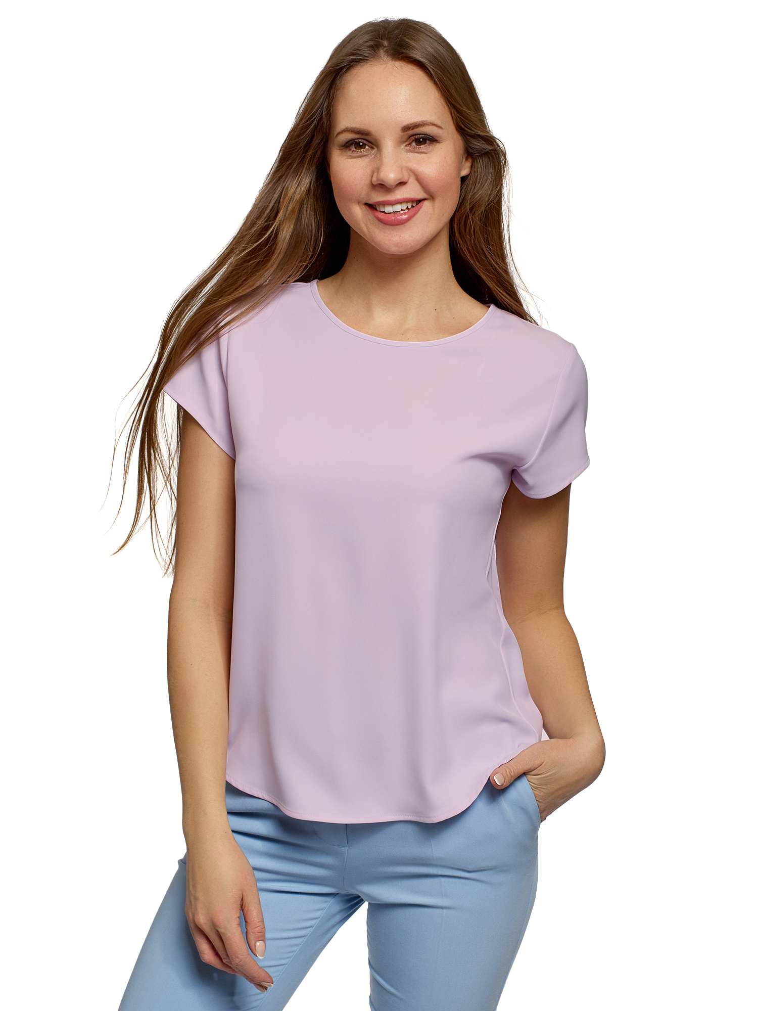 

Блуза женская oodji 11411138-3B фиолетовая 34/170, Фиолетовый, 11411138-3B