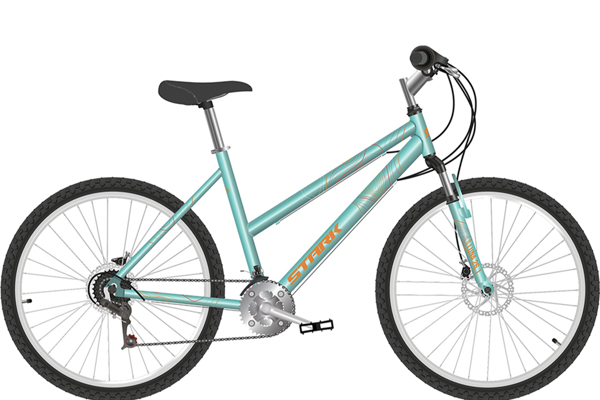 фото Велосипед stark luna 26.1 d 2022 16" голубой/оранжевый
