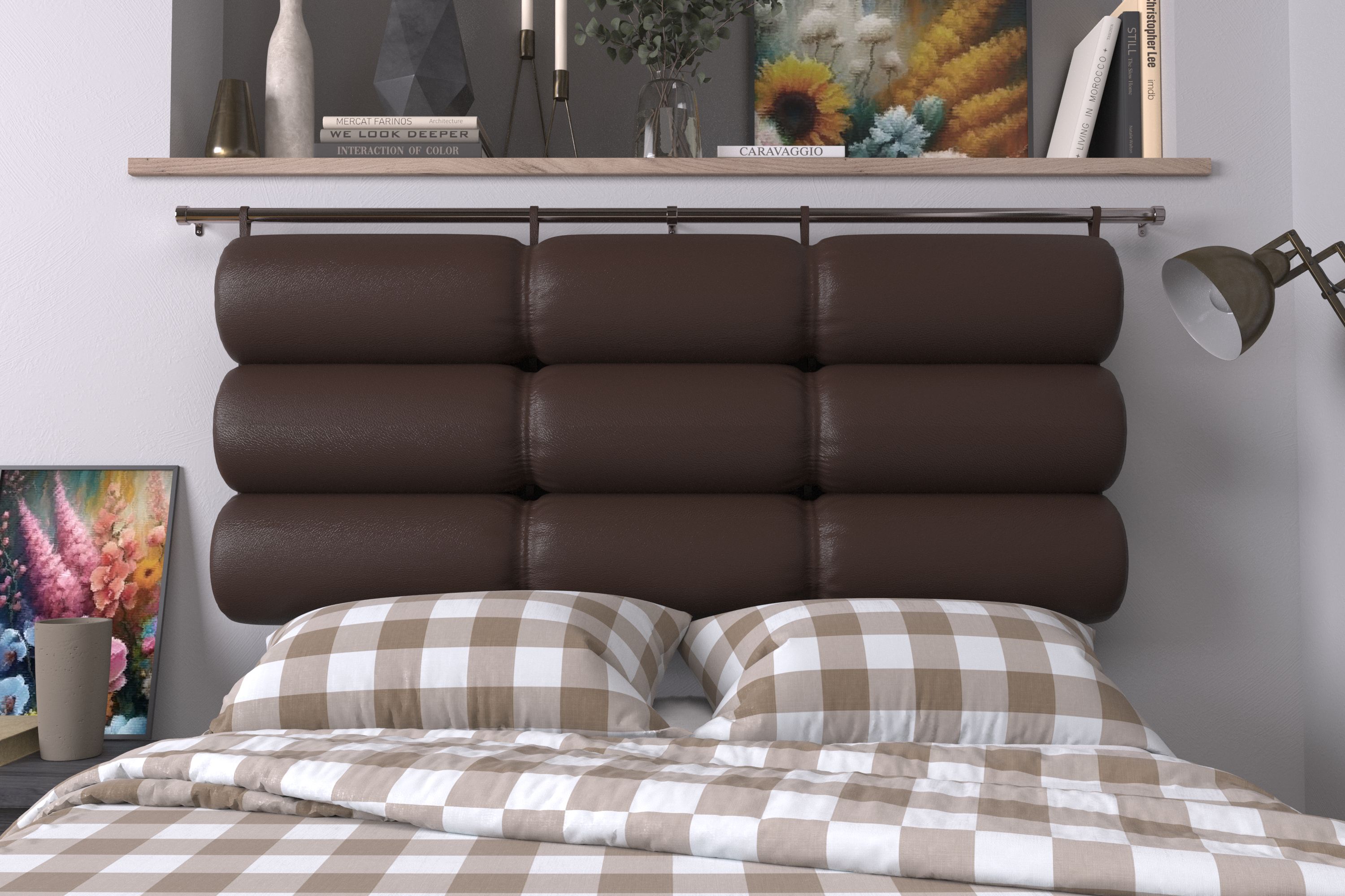 Подушка-изголовье Mr. Mattress Soft XL Brown 180x20 с креплением коричневый