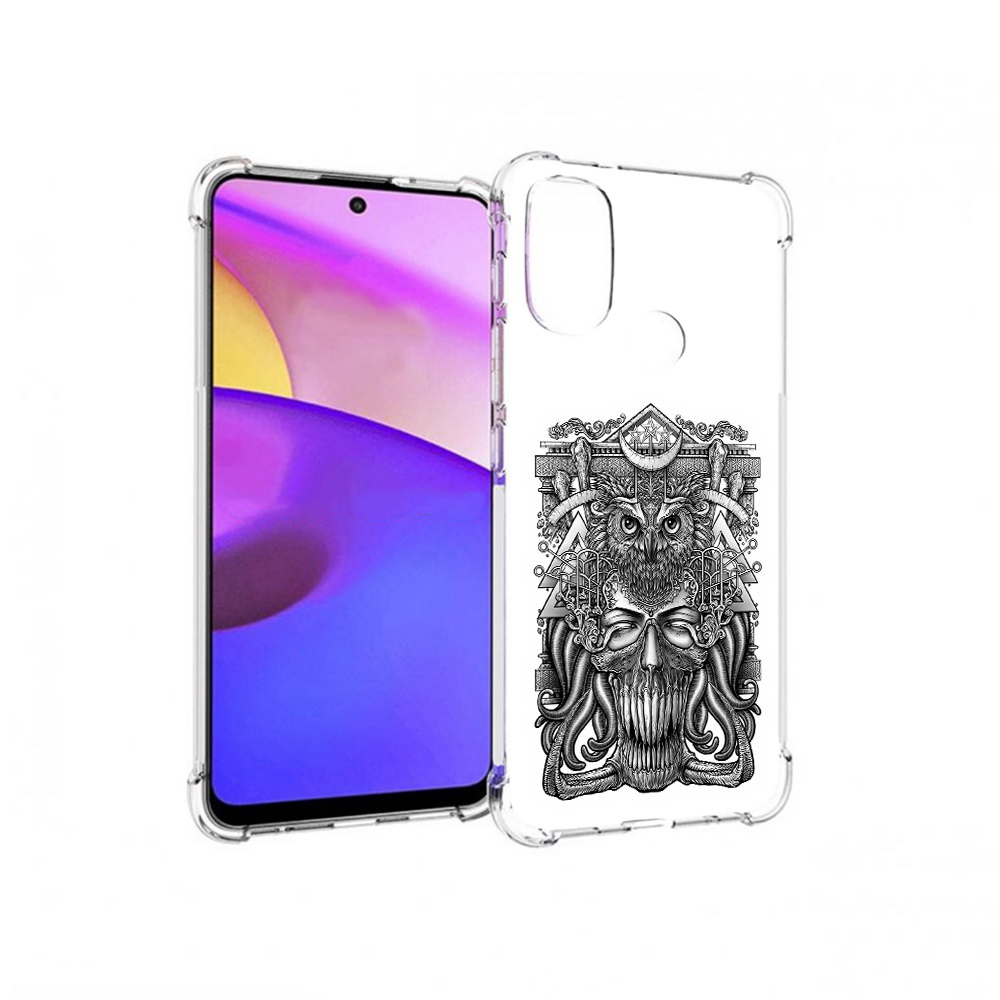

Чехол MyPads Tocco для Motorola Moto E30 зубастая сова (PT227074.357.369), Прозрачный, Tocco