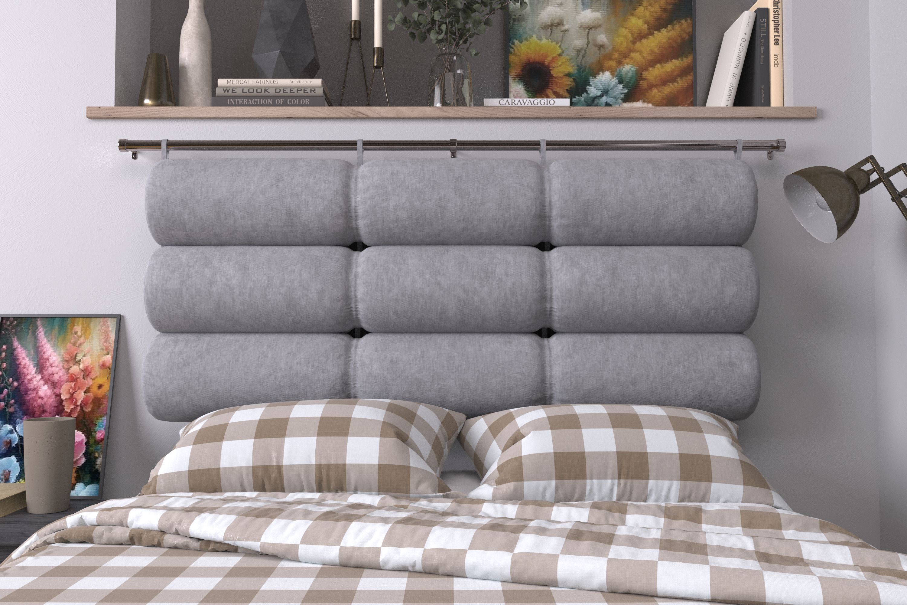 

Изголовье кровати Mr. Mattress Soft XL Iron 80x20 с креплением, Серый, Soft XL