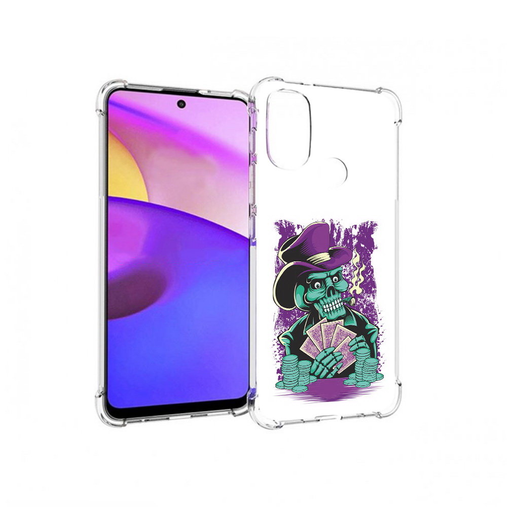 

Чехол MyPads Tocco для Motorola Moto E30 зеленый череп с картами (PT227074.357.361), Прозрачный, Tocco
