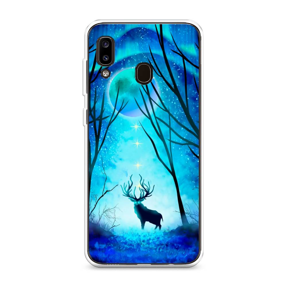 

Чехол на Samsung Galaxy A20 "Олень северное сияние", Синий;черный;голубой, 27650-1
