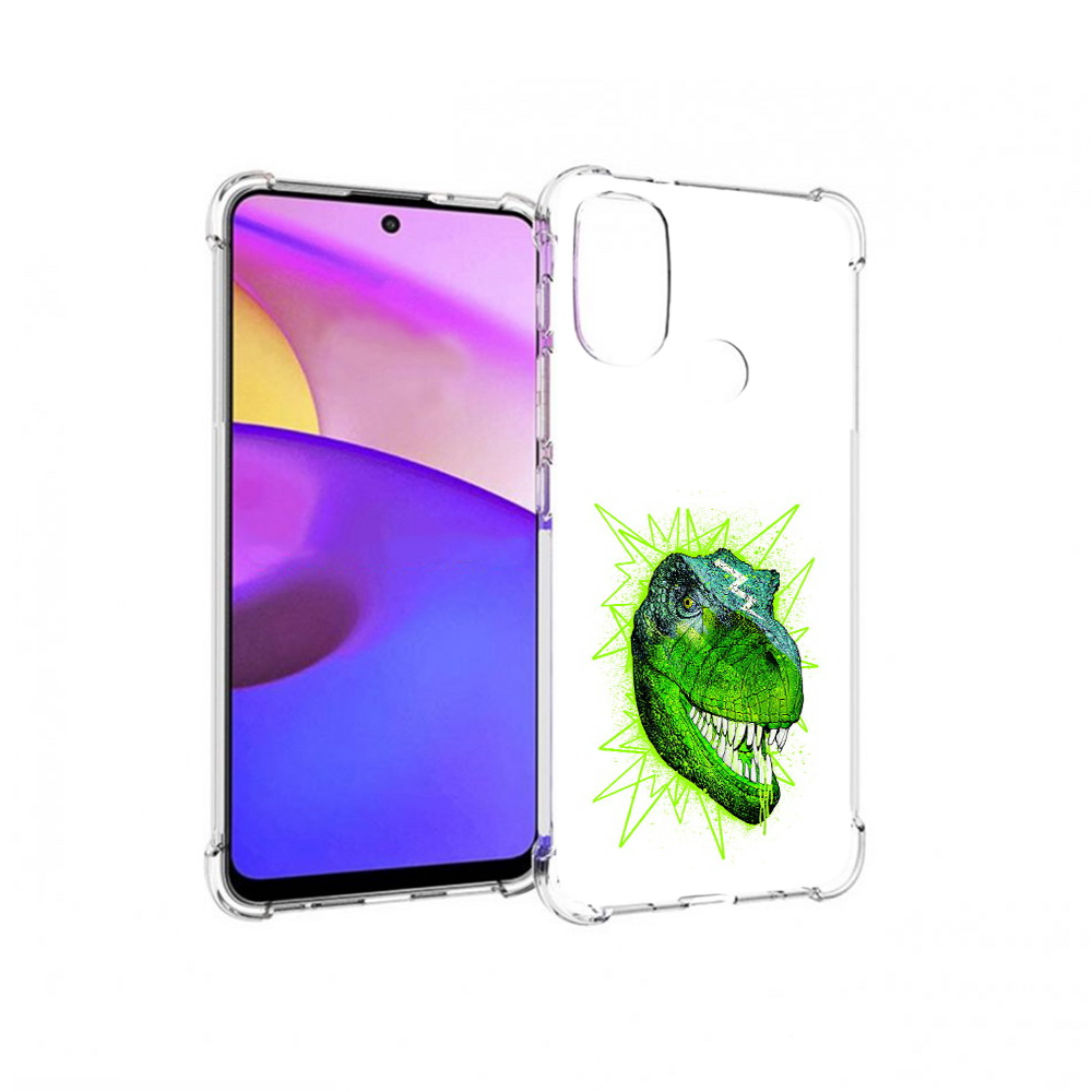 

Чехол MyPads Tocco для Motorola Moto E30 зеленый динозавр (PT227074.357.358), Прозрачный, Tocco