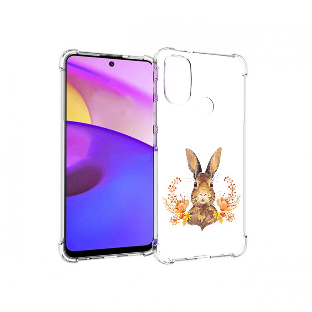 

Чехол MyPads Tocco для Motorola Moto E30 зайка в цветах (PT227074.357.349), Прозрачный, Tocco