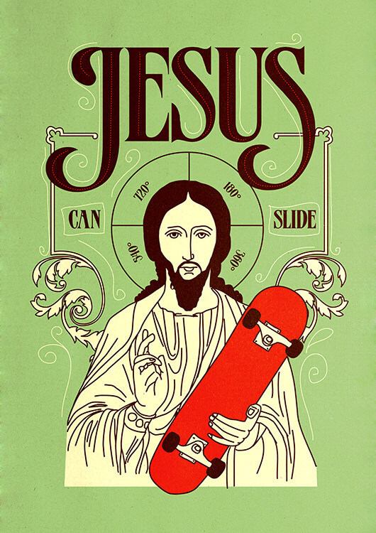 

Большой постер на стену Jesus Can Slide 60х90 см без рамы, RFJESUS