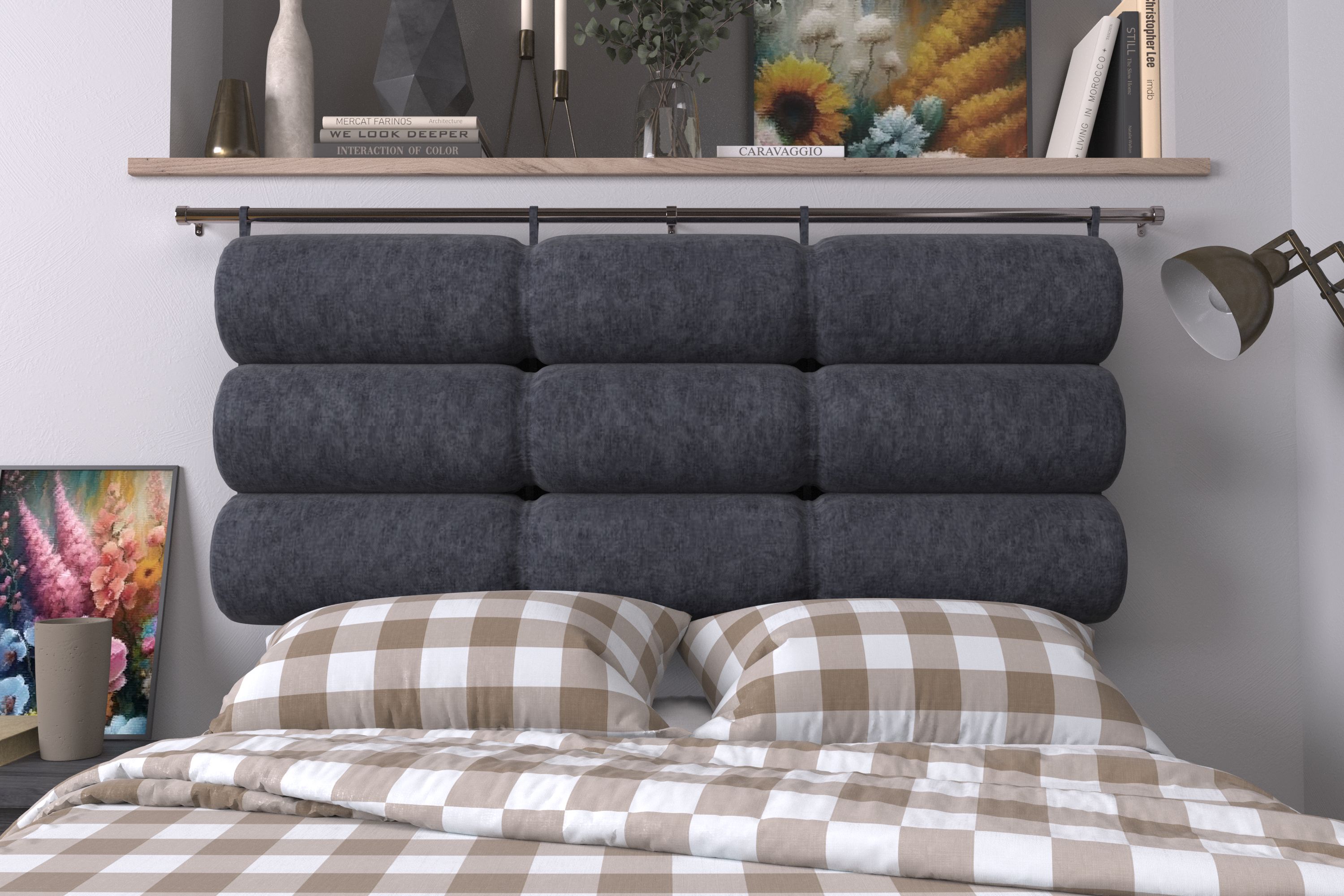 Подушка-изголовье Mr. Mattress Soft XL Grey 200x20 с креплением