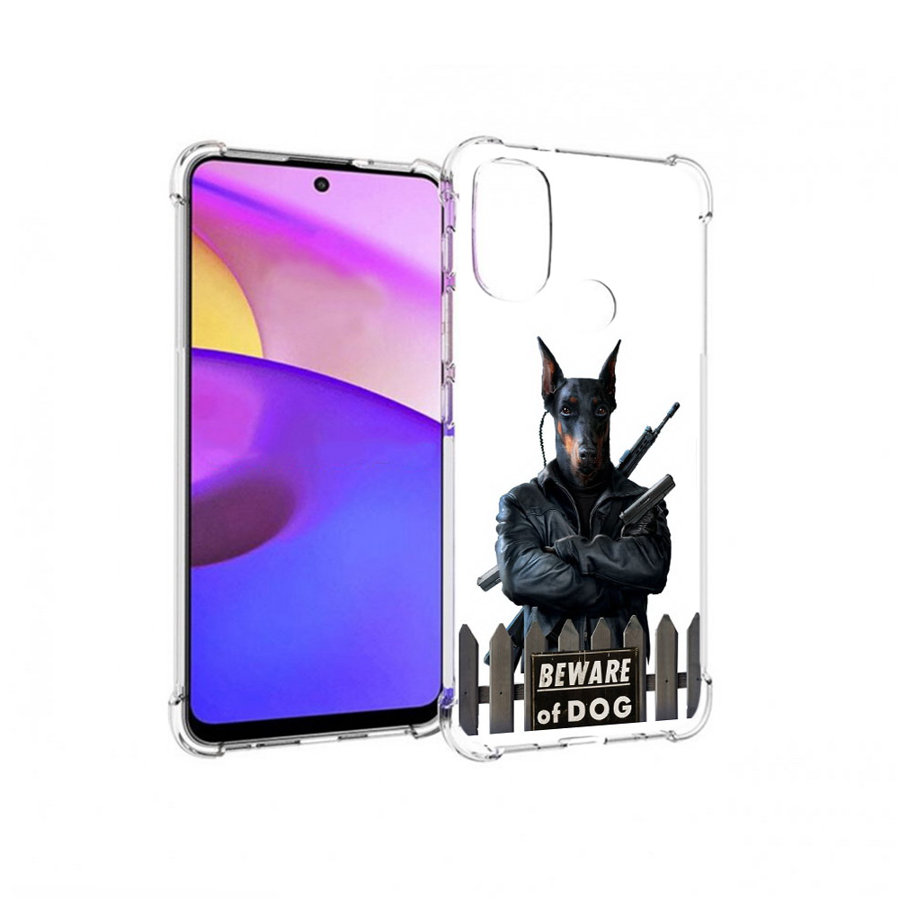 

Чехол MyPads Tocco для Motorola Moto E30 доберман (PT227074.357.332), Прозрачный, Tocco