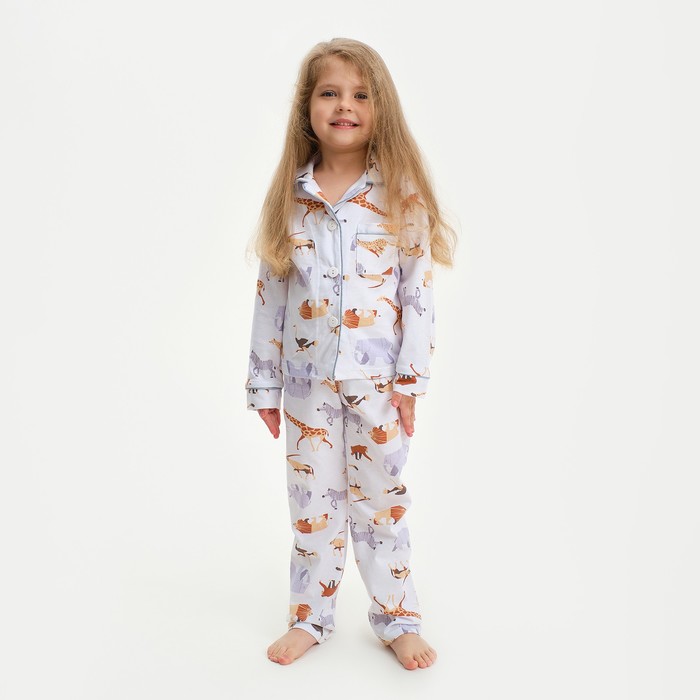 

Пижама детская (рубашка и брюки) KAFTAN "Animal" размер 110-116, цвет белый
