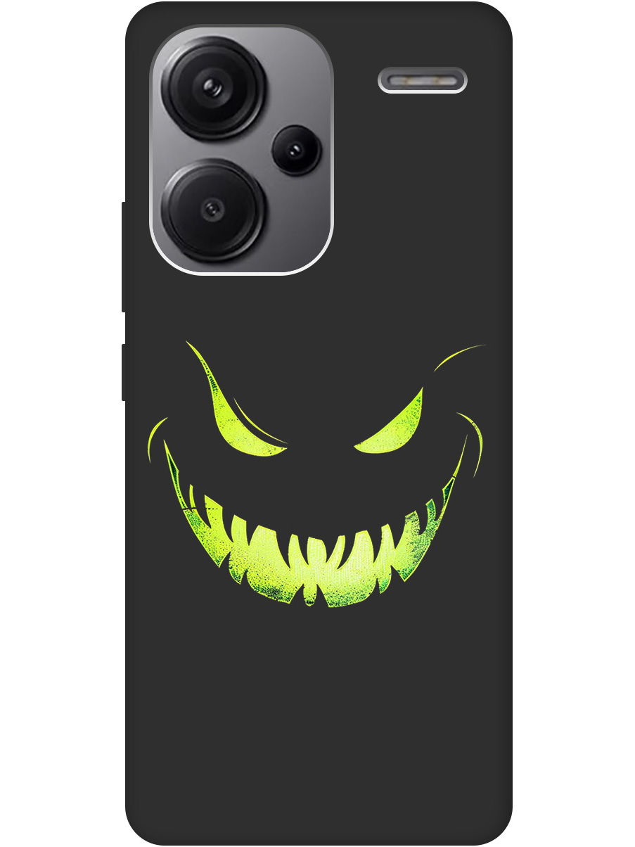 

Силиконовый чехол на Xiaomi Redmi Note 13 Pro + с принтом "Зловещая улыбка" матовый черный, Черный;зеленый, 776589272