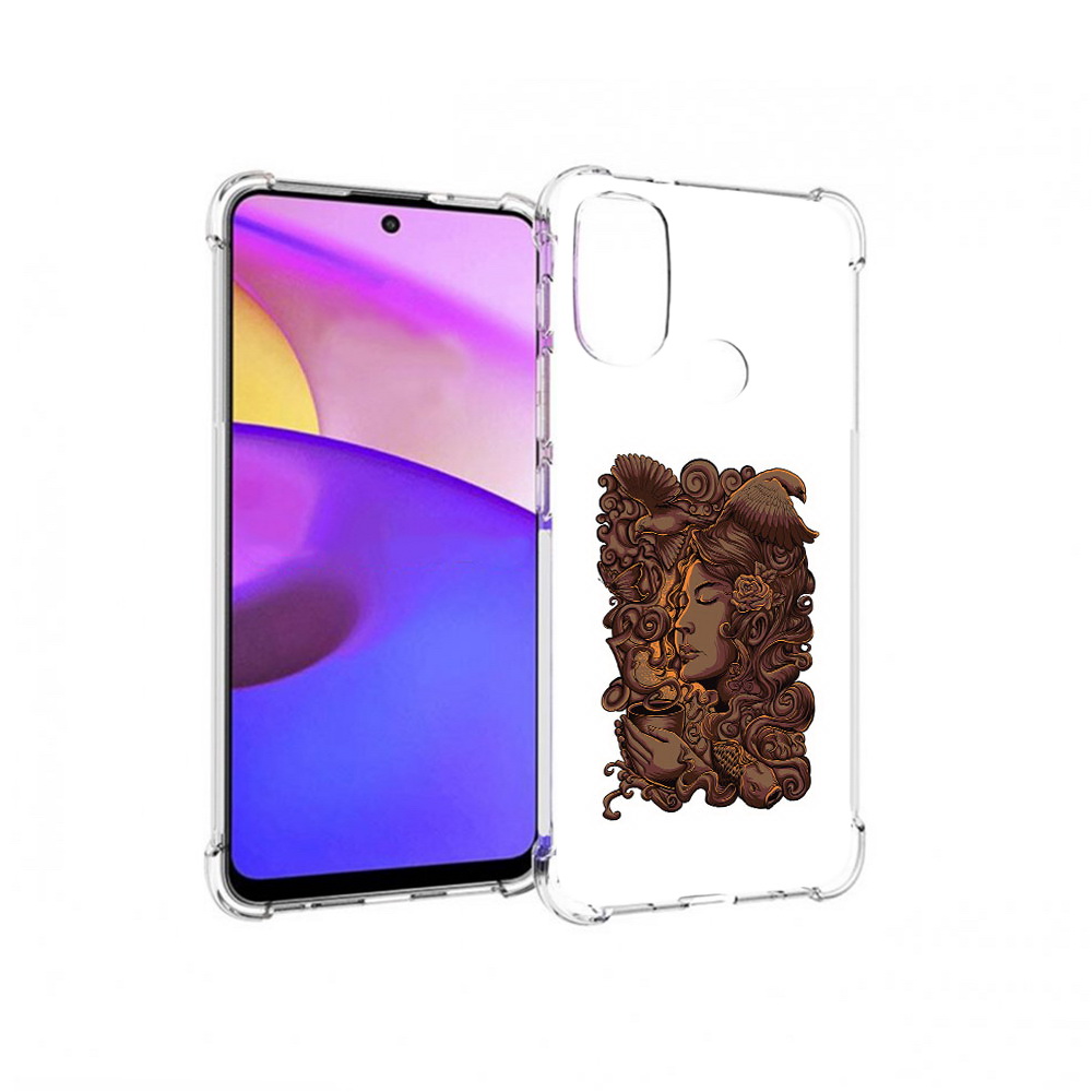 

Чехол MyPads Tocco для Motorola Moto E30 девушка с длинными волосами абстракция, Прозрачный, Tocco