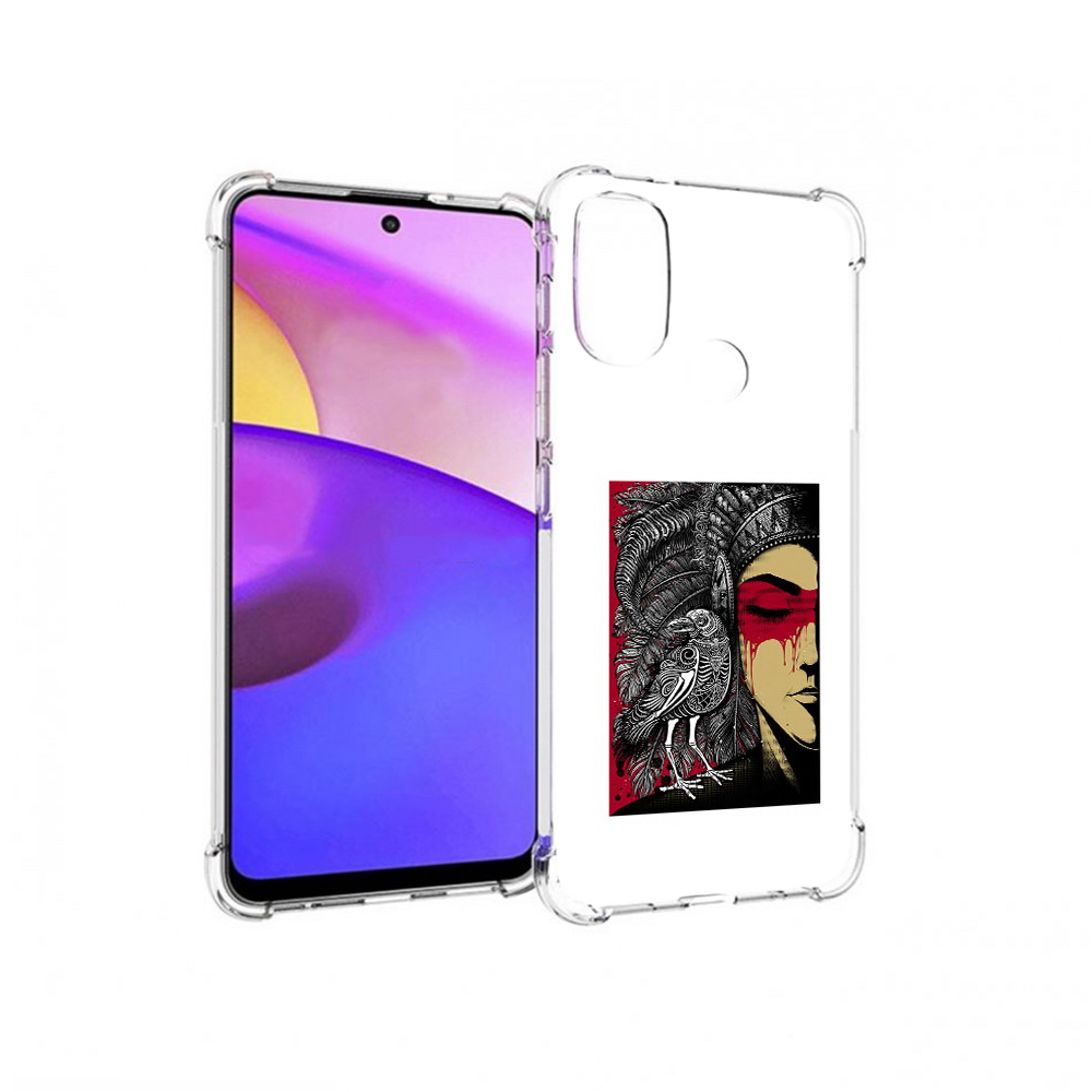 

Чехол MyPads Tocco для Motorola Moto E30 девушка с вороном в абстракции (PT227074.357.311), Прозрачный, Tocco