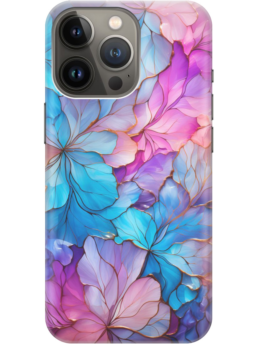 

Силиконовый чехол на Apple iPhone 13 Pro с рисунком "Цветочный витраж", Голубой;розовый, 20000216