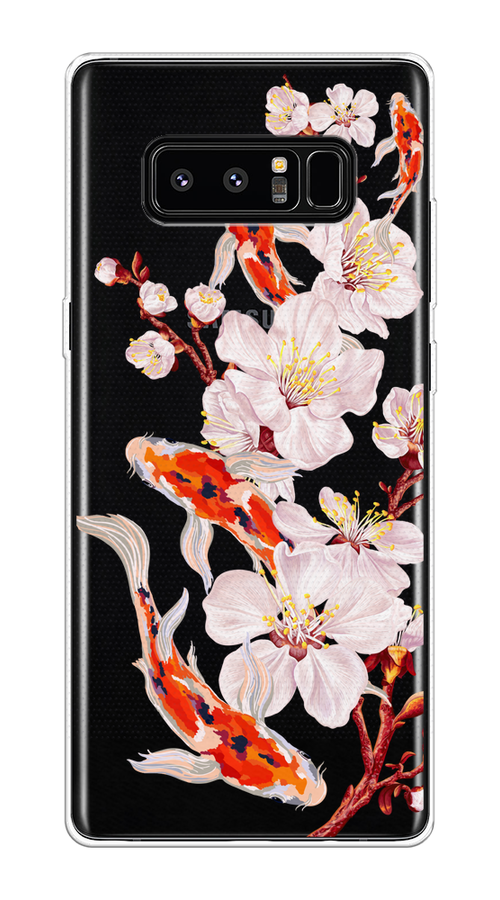 

Чехол на Samsung Galaxy Note 8 "Карпы и сакура", Оранжевый;розовый;бежевый;прозрачный, 25250-1