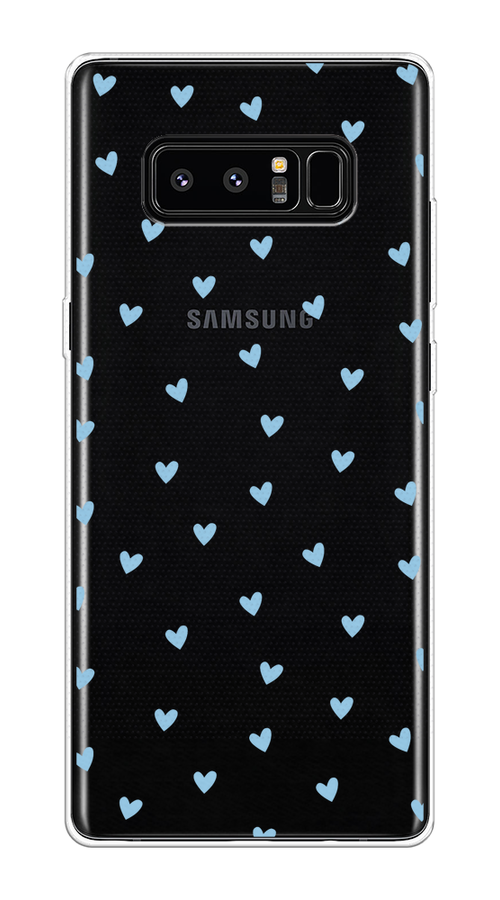 

Чехол на Samsung Galaxy Note 8 "Голубые сердечки паттерн", Голубой;прозрачный, 25250-1