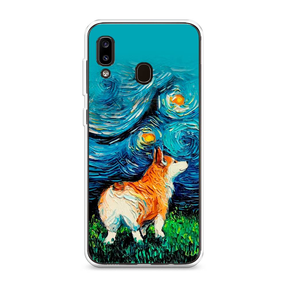 

Чехол на Samsung Galaxy A20 "Корги звёздная ночь", Коричневый;белый;зеленый, 27650-1