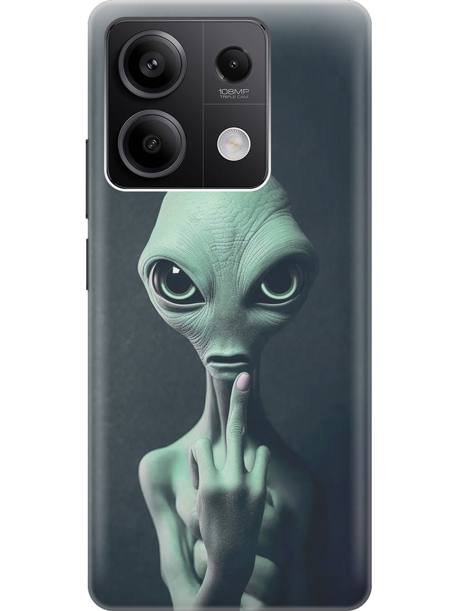

Силиконовый чехол на Xiaomi Redmi Note 13 5g с рисунком "Инопланетный фак", Зеленый;синий;черный, 20012076