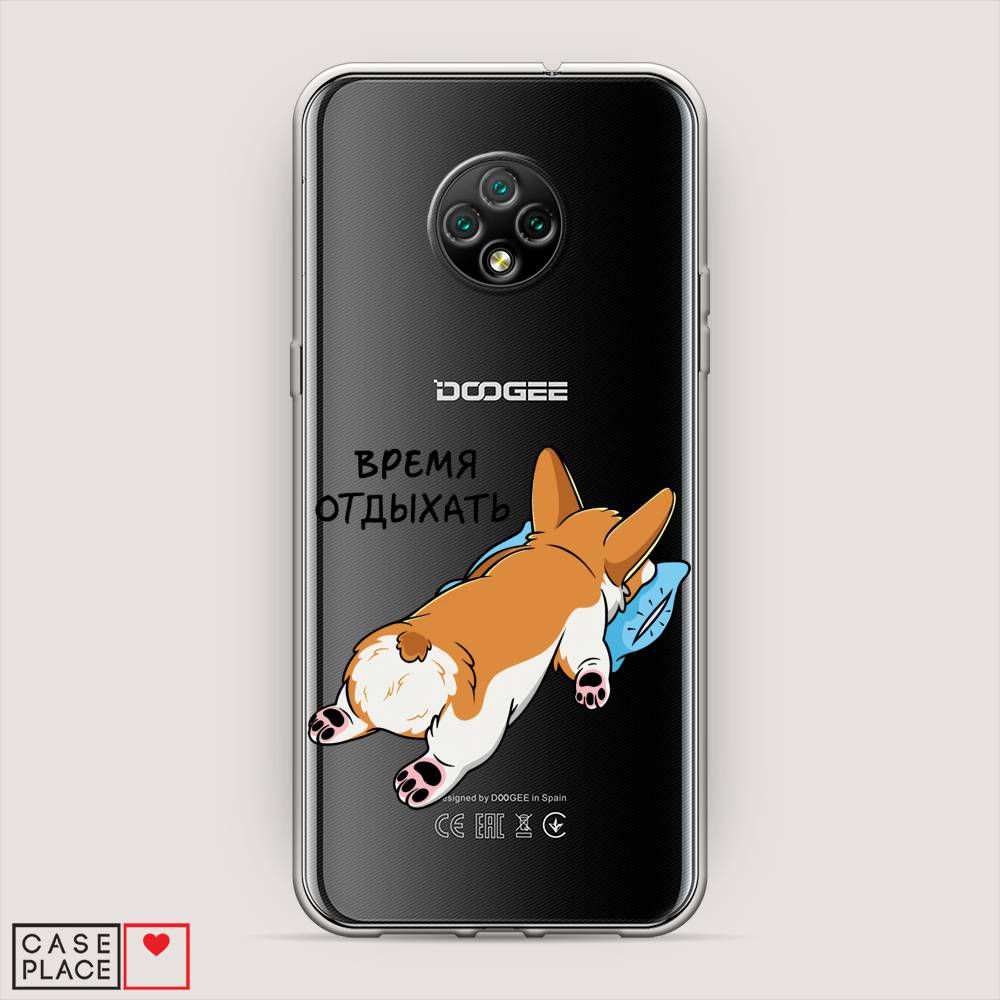 

Чехол на Doogee X95 "Корги отдыхает", Черный;коричневый;голубой, 220850-1