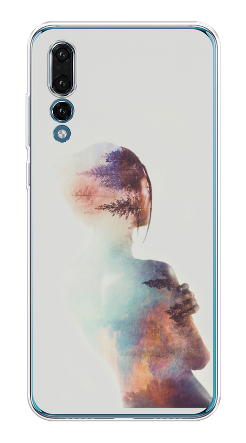 

Чехол на Huawei P20 Pro "Девушка-лес", Розовый;голубой;серый, 65050-1