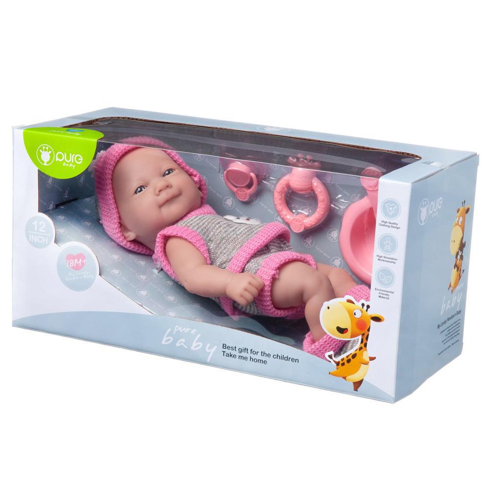 фото Пупс junfa pure baby 30см в серых кофточке, шортиках, шапочке и носочках wj-b9965 junfa toys