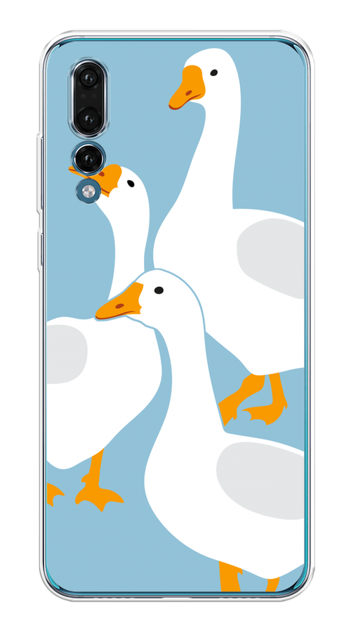 

Чехол на Huawei P20 Pro "Гусиное трио", Голубой;белый;серый;желтый, 65050-1