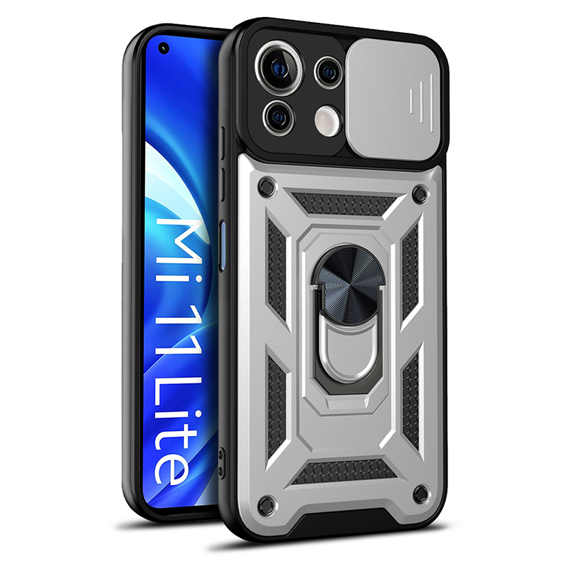 

Чехол с кольцом Bumper Case для Xiaomi Mi 11 Lite, серый, Bumper Case