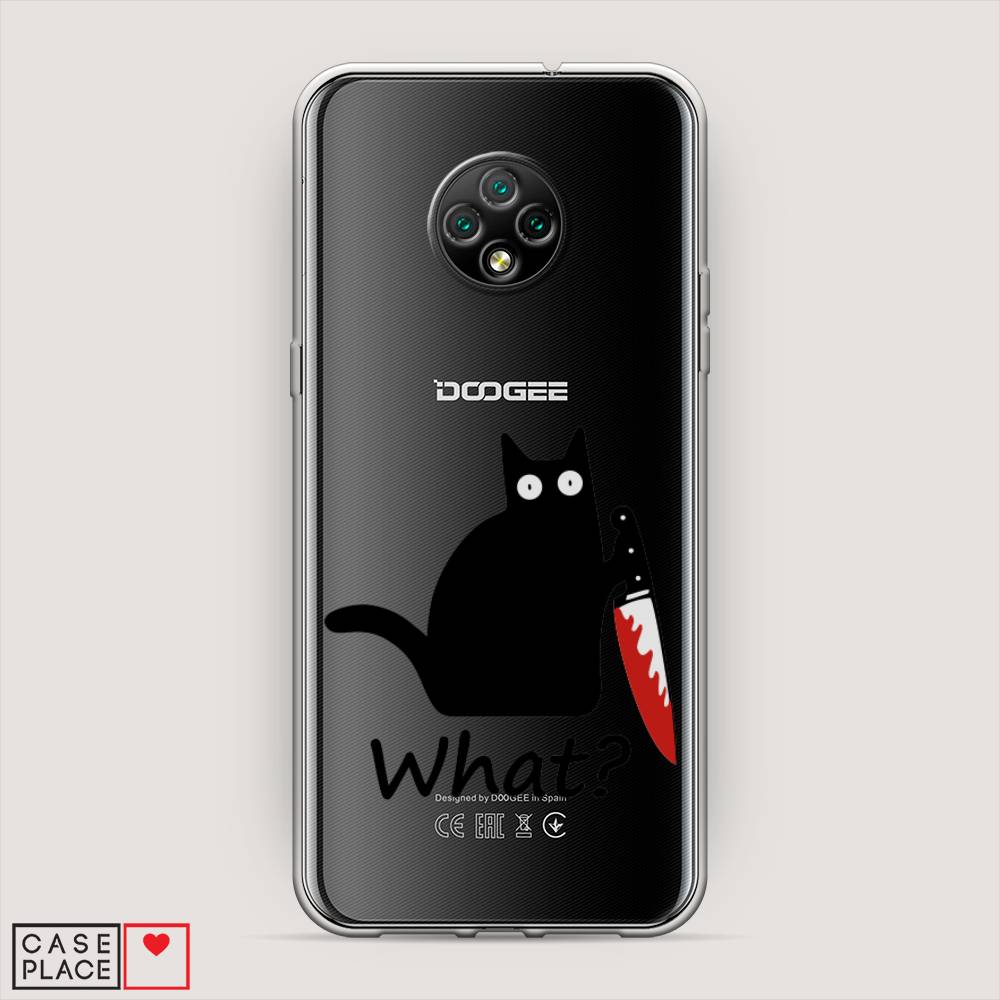 

Чехол на Doogee X95 "Котик с ножом", Черный;красный, 220850-6
