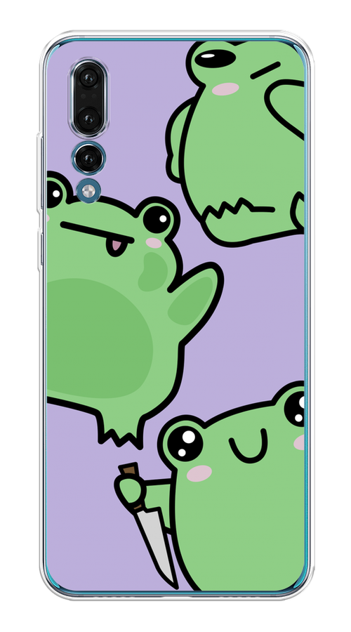

Чехол на Huawei P20 Pro "Опасные лягушата", Фиолетовый;зеленый;черный, 65050-1