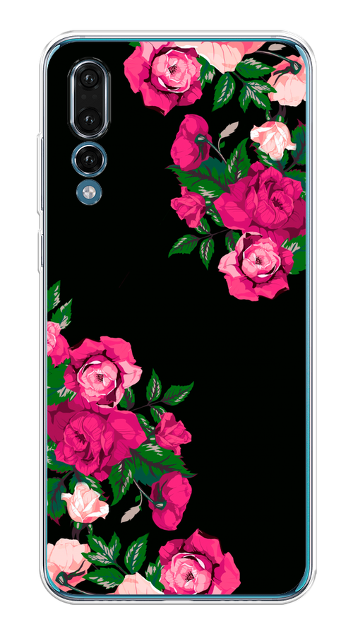 

Чехол на Huawei P20 Pro "Розы фуксия", Черный;розовый;зеленый, 65050-1