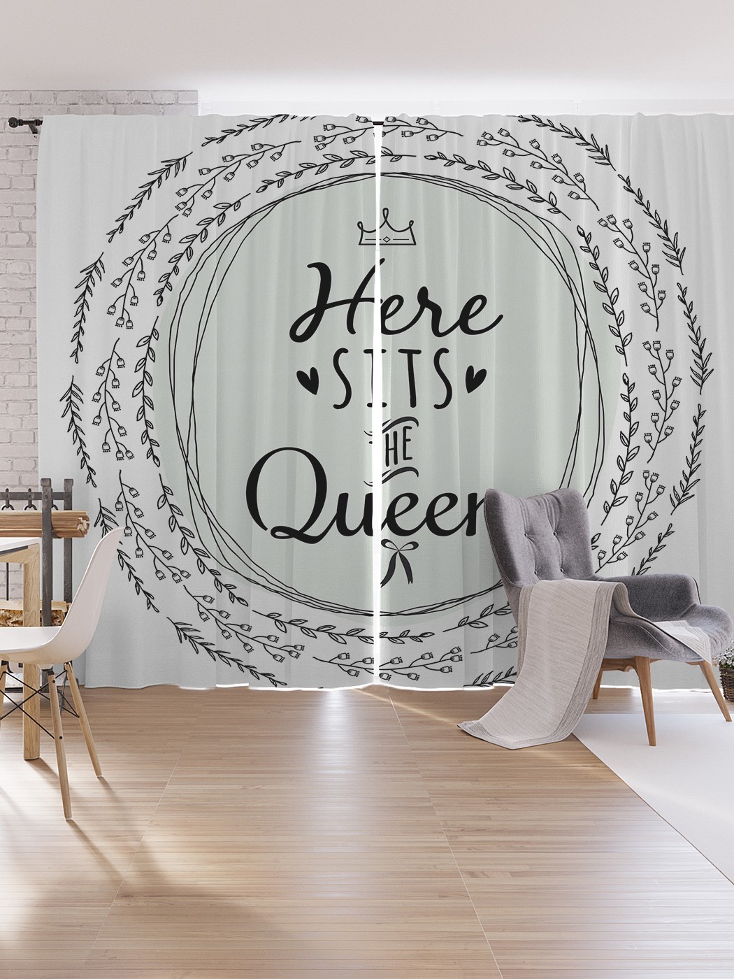 

Шторы под лён JoyArty "Here sits the queen", серия Oxford DeLux, 340х265 см, Here sits the queen