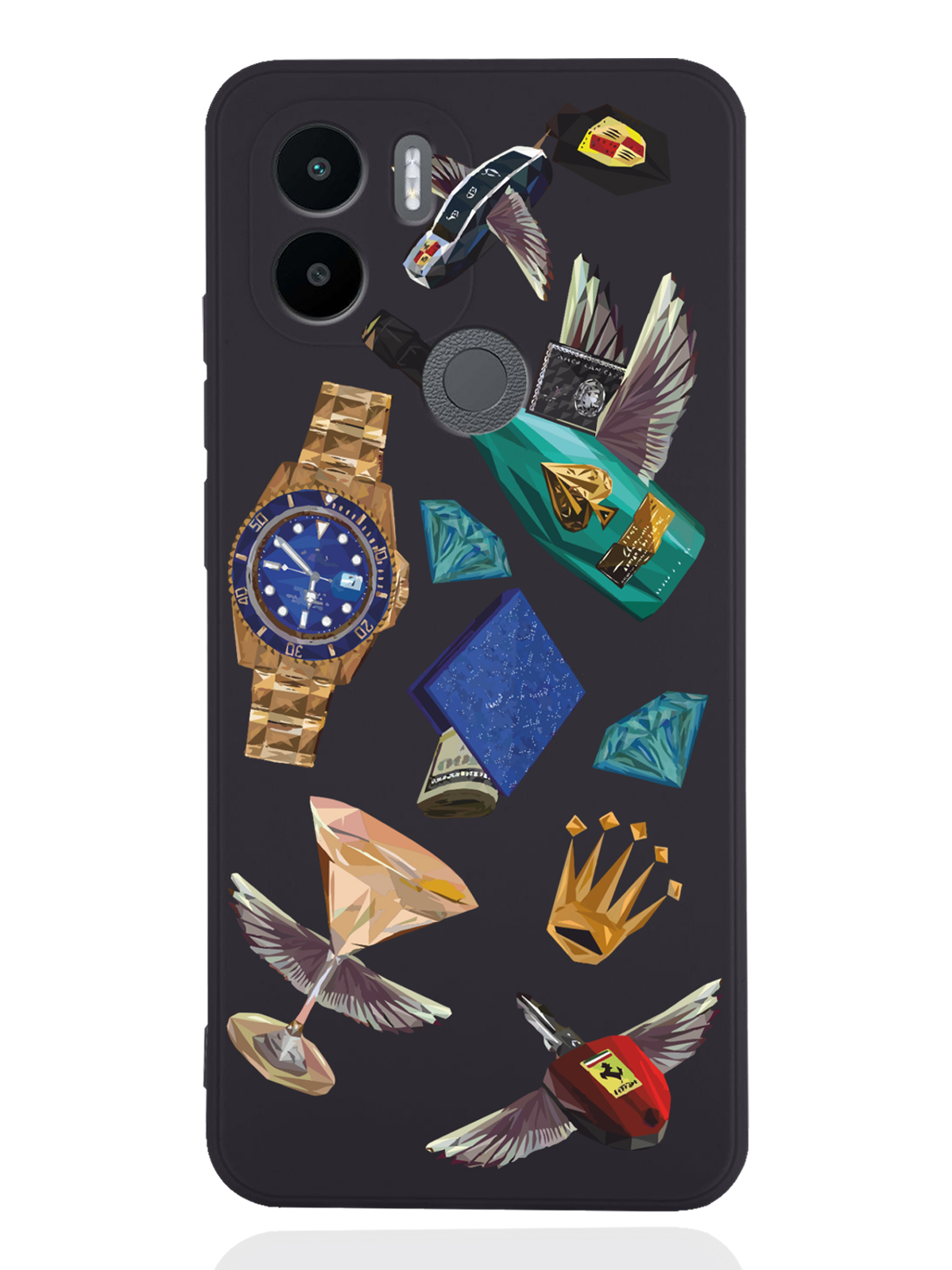 

Чехол MustHaveCase для Xiaomi Redmi A1+ Luxury lifestyle черный, Разноцветный