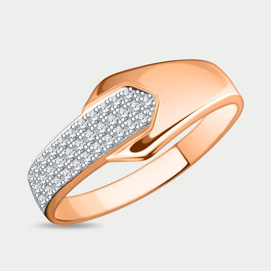 Кольцо из розового золота р. 18 Atoll 10671, фианит