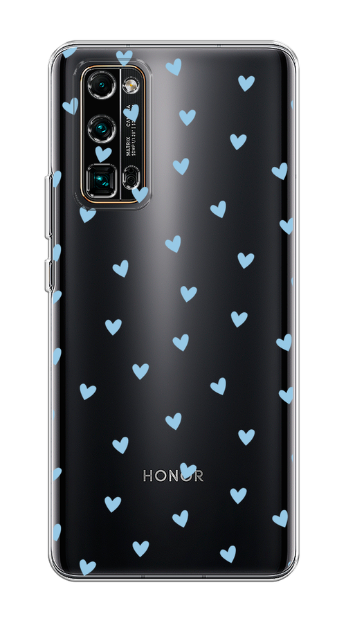 

Чехол на Honor 30 Pro Plus "Голубые сердечки паттерн", Голубой;прозрачный, 612250-1