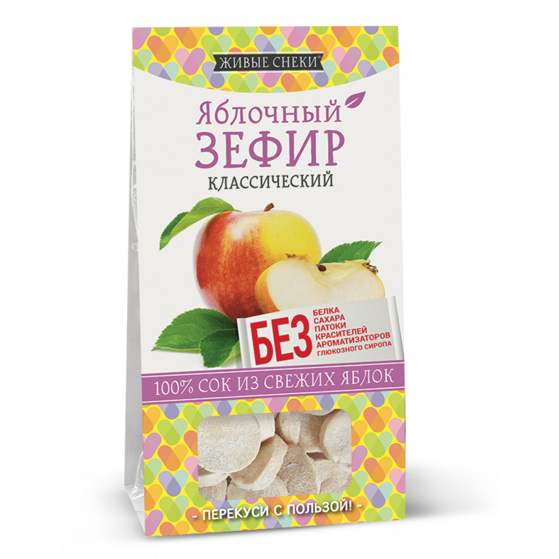 

Зефир Живые снеки, яблочнный Классический, 2 шт по 60 г