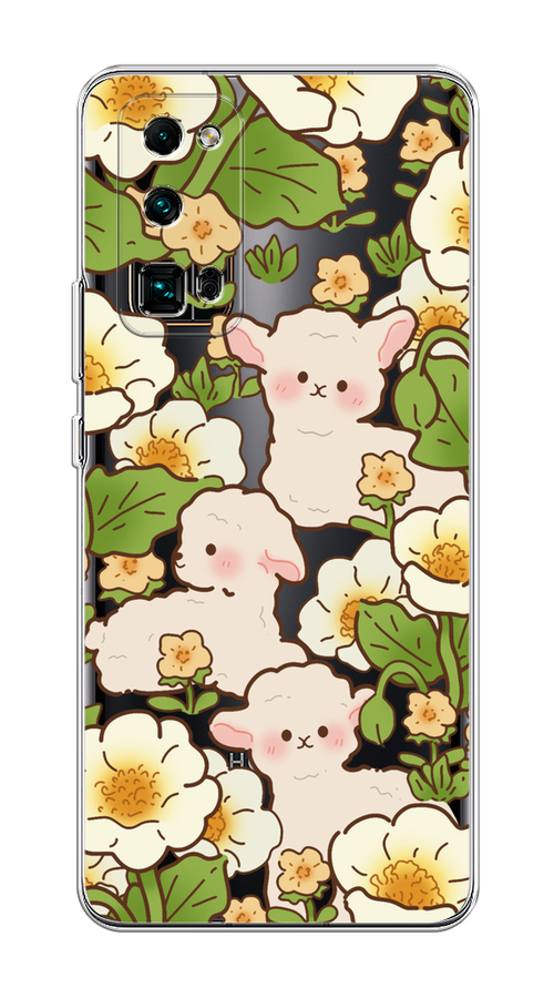 

Чехол на Honor 30 Pro Plus "Овечки в цветах", Зеленый;бежевый, 612250-1