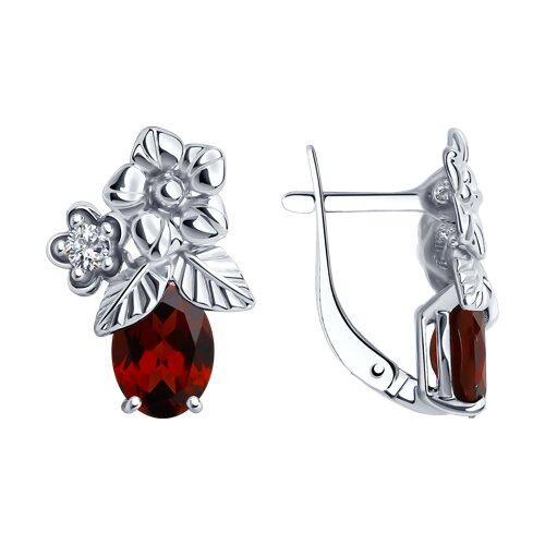 

Серьги из серебра TEO MAORI 892022634, гранат/фианит, 892022634
