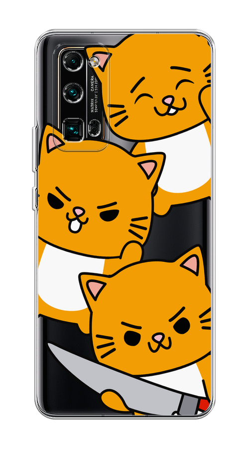 

Чехол на Honor 30 Pro Plus "Опасные котики", Оранжевый;серый;белый, 612250-1