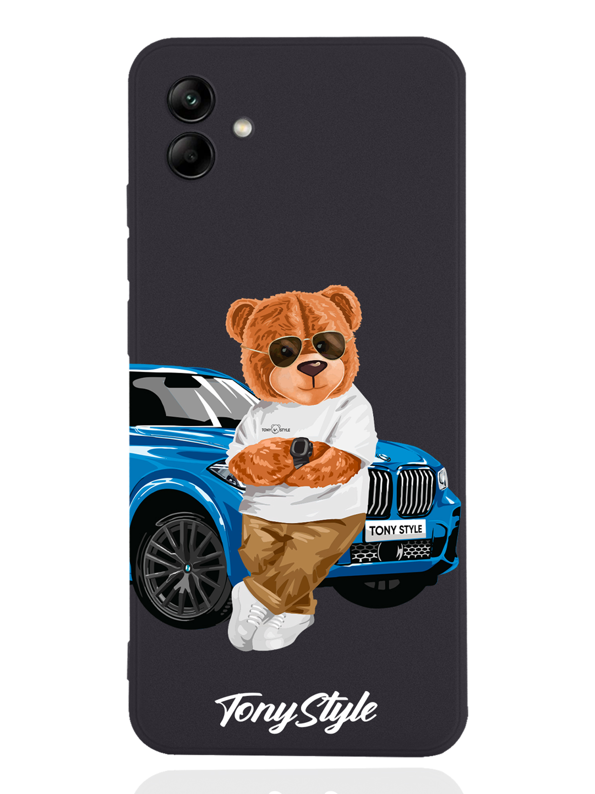 

Чехол Tony Style для Samsung Galaxy A04 Tony Style с машиной черный, Голубой;коричневый;белый