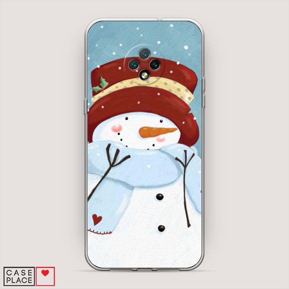 

Чехол на Doogee X95 "Застенчивый снеговик", Голубой;белый;красный, 220850-5
