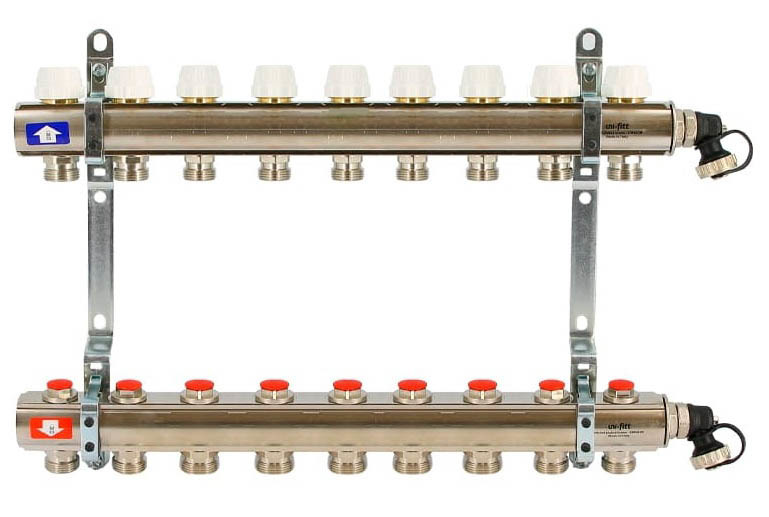 фото Коллектор uni-fitt 1" х 9 вых 3/4" с вентилями, 441i4309
