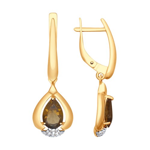 

Серьги из серебра TEO MAORI 892021622, раухтопаз/фианит, 892021622