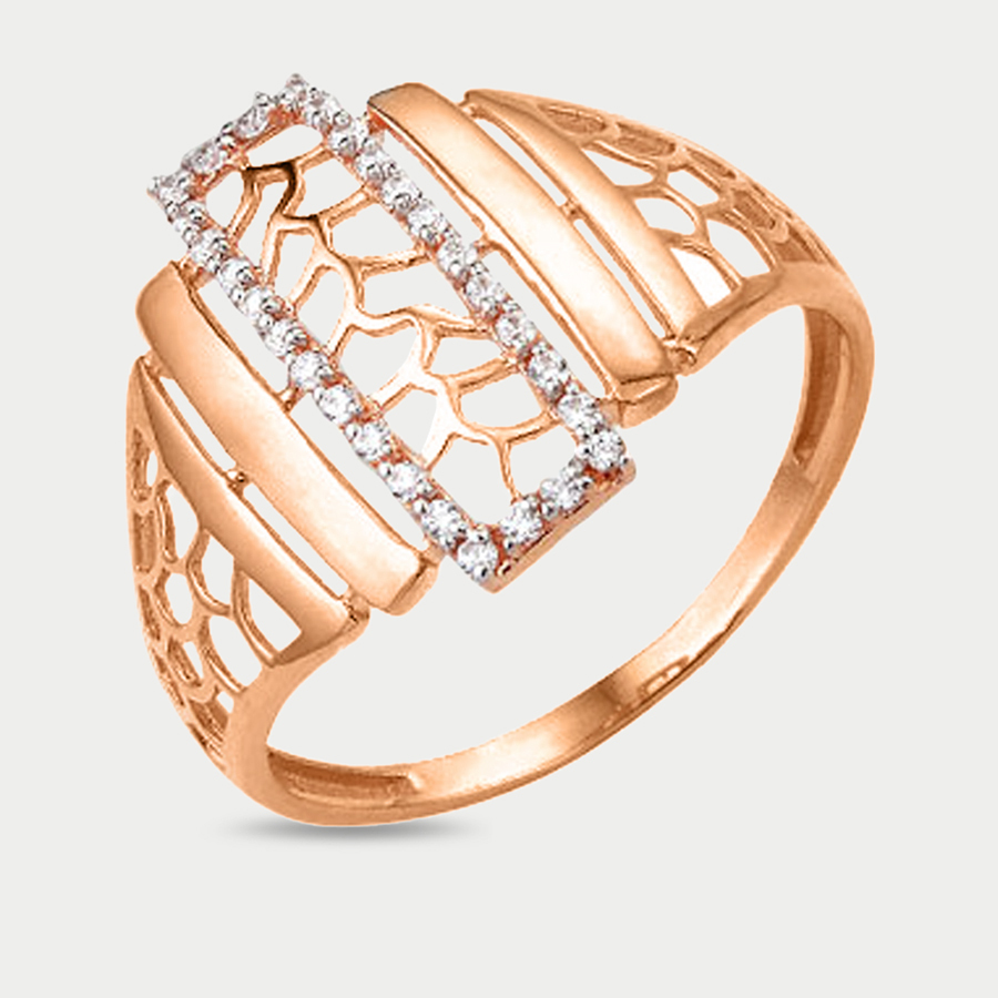 Кольцо из розового золота р. 19,5 Сорокин 50006500, фианит