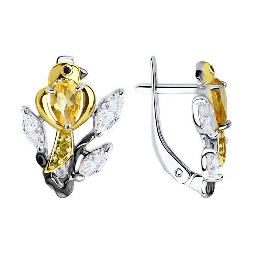 

Серьги из серебра TEO MAORI 892021618, фианит/цитрин, 892021618