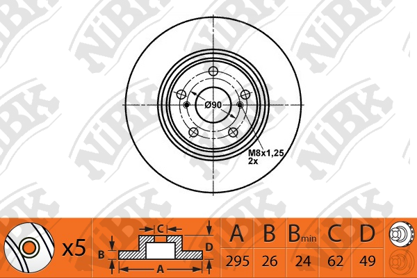 

Тормозной диск NiBK передний для Toyota Auris 07-, Avensis 09- RN1471