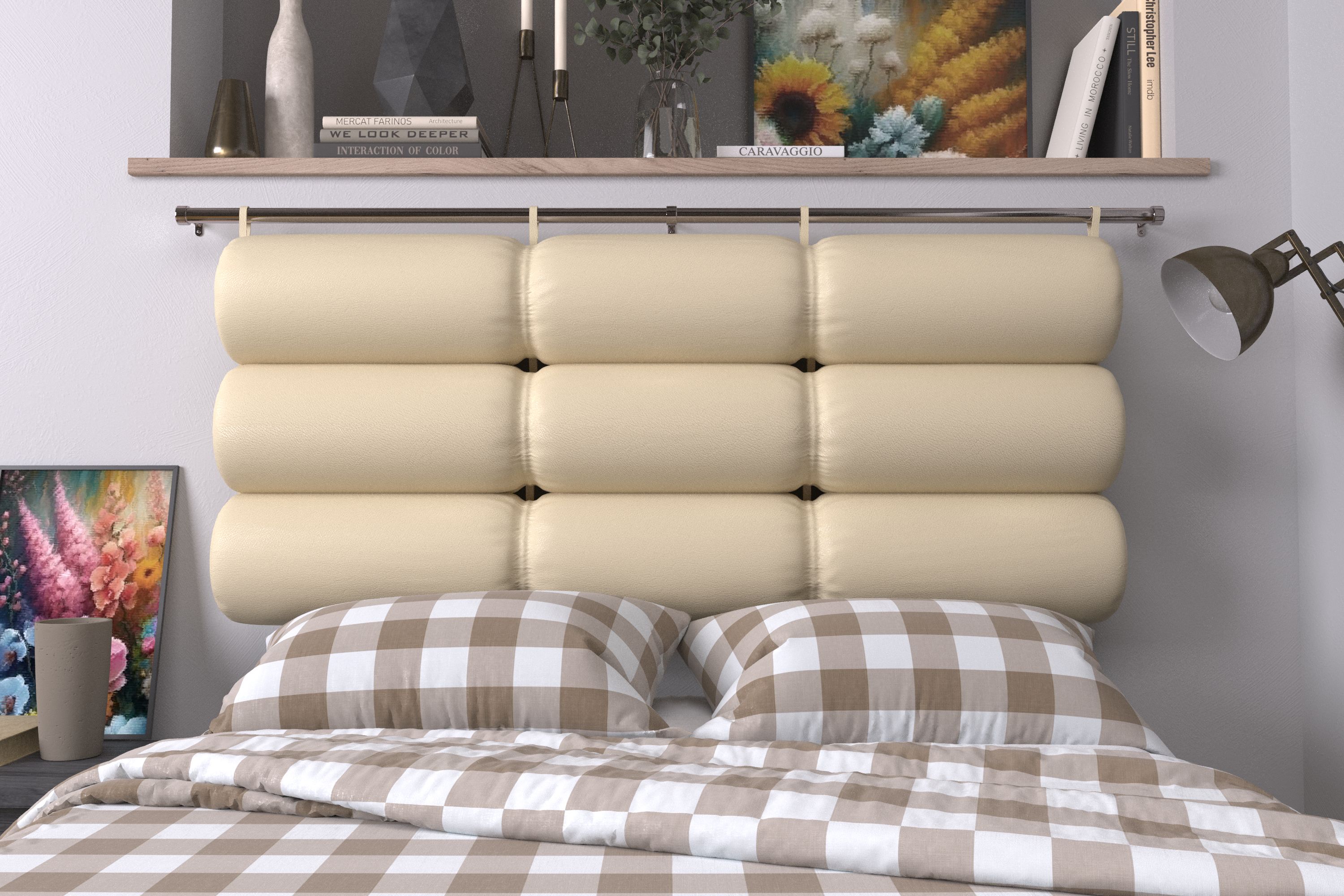 

Изголовье кровати Mr. Mattress Soft XL Beige 160x20 с креплением, Бежевый, Soft XL